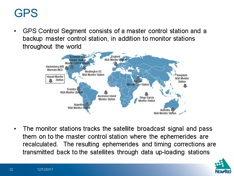 GPS Control Segment consists of a master control station and a backup master control